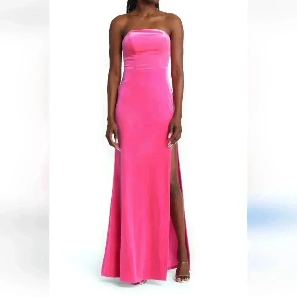 Nwt Next up hot pink velvet gown
